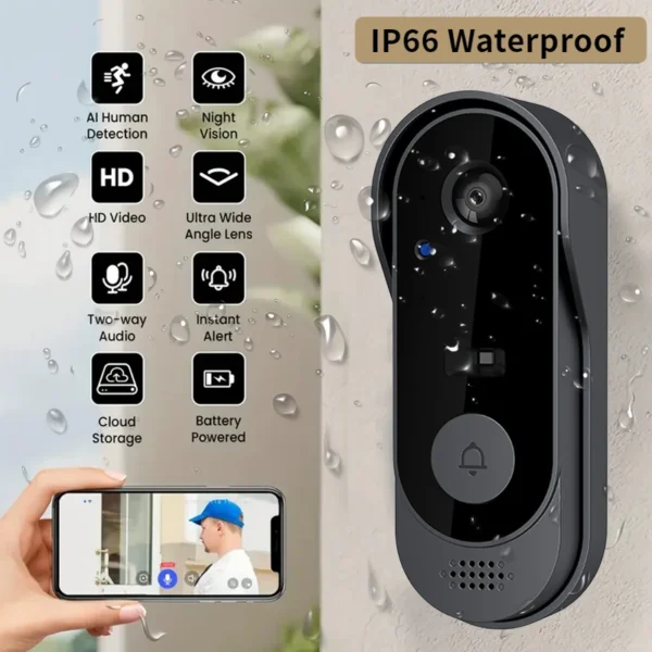 Smart Home DoorBell Night Vision Monitors HD Video Camera WIFI Doorbell Security Waterproof Wireless