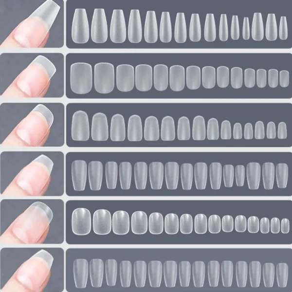 120pcs False Nails Transparent Press on Nails Coverage False Nails Tips Short T-shaped