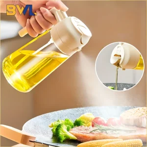 2in1 500ml Glass Spray Oil Sprayer Bottle Spray Oil Dispenser Oil Jar Cruet BBQ Kitchen