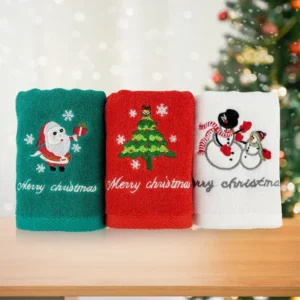 1Pc Bathroom Towel Set Coral Fleece Absorbent Microfiber Christmas Tree Santa Embroidery Face Towels Xmas Gifts