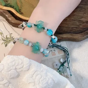 Chinese Style Lotus Tassel Light Luxury Woven Bead Customized Bracelets for Women Fashion Jewelry Hanfu Accessories Wholesale