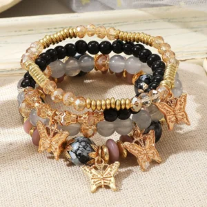 4pcs String Bead Lady Bracelets New Fashion Style Hand Chain Bracelet Set Four-piece Butterfly Bracelet