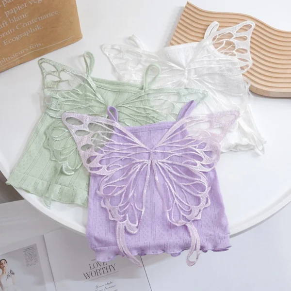 Summer Children Top Butterfly Wing Suspender Kids Short Sleeve T-shirt Girls Birthday T Shirts Casual Girls Princess Clothing