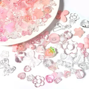 20g/Pack 9 Color Mixed Style Clear Acrylic Beads for Jewelry Making Colorful Bow Flower Bear Beads Necklace Craft DIY Supplies