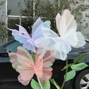 50cm Big Simulation Butterfly 3D Outdoor Wedding Festival Decoration Hollow Large Hanging Gauze Fake Butterfly Valentines Day