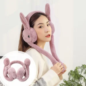 1Pcs New Lady Fluffy Autumn And Winter Earmuffs Cute Warm Move The Air Bag Rabbit Ears Cold Earmuffs, Soft Earmuffs Daily Wear