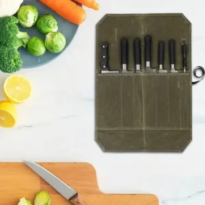 Knife Storage Bag Wet Wax Canvas Knife Organiser Chef Outdoor Picnic Camping Bbq Kitchen Portable Chef Bags Organize Supplies